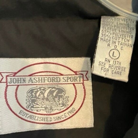 John Ashford Sport Track Jacket Black White Lightweight Mesh Lined Windbreaker L - Picture 3 of 5